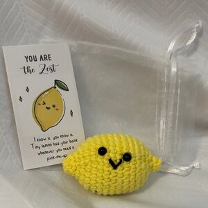 Cute Yellow Crochet Handmade Lemon Plush NWOT